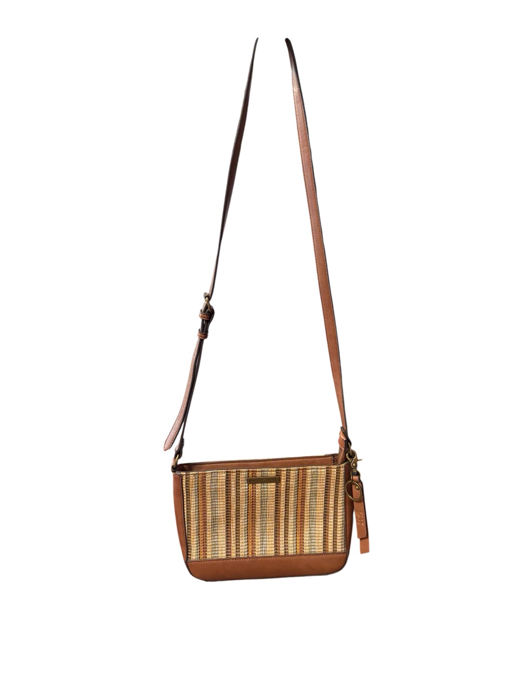 Frye And Co. Woven Straw And Leather Crossbody In Brown And Tan